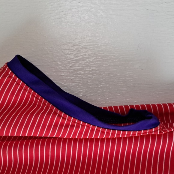 Chiara Cocol Milano Red & White Striped Midi Dress with Blue Trim SZ L - Picture 7 of 12